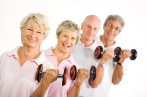 Mature older people lifting weights Mature older people lifting weights