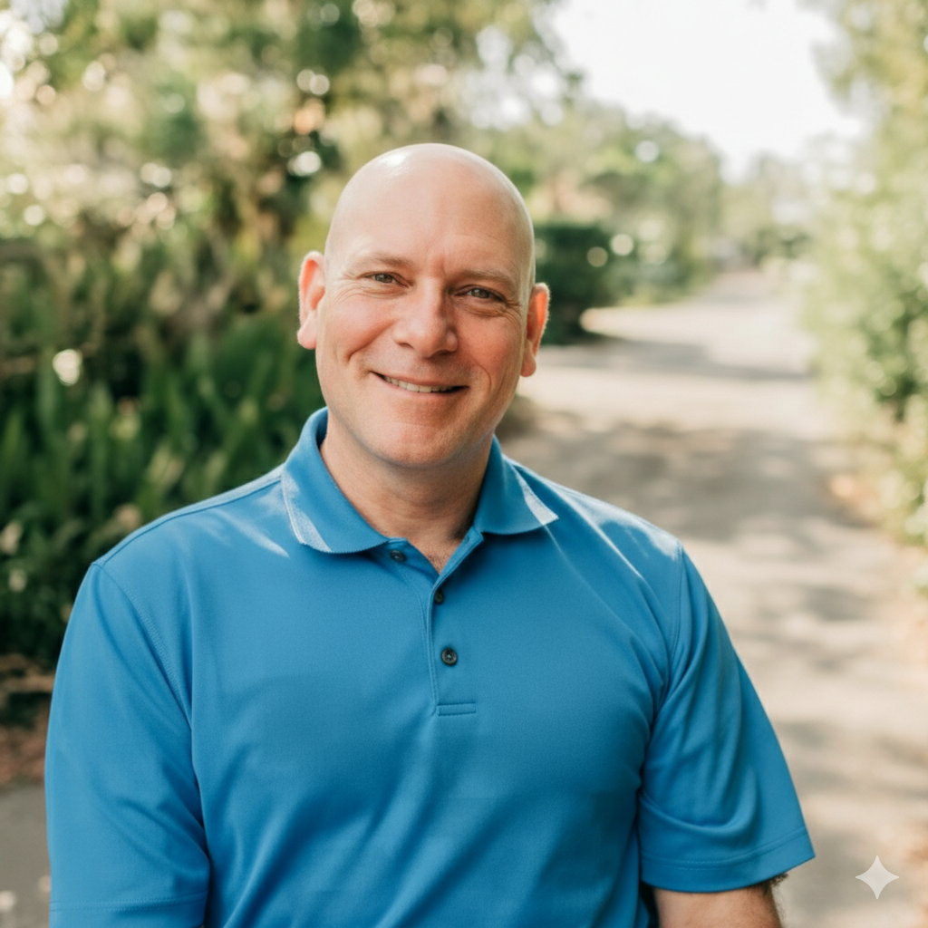 A smiling bald man in a blue shirt, identified as Len Weiss.