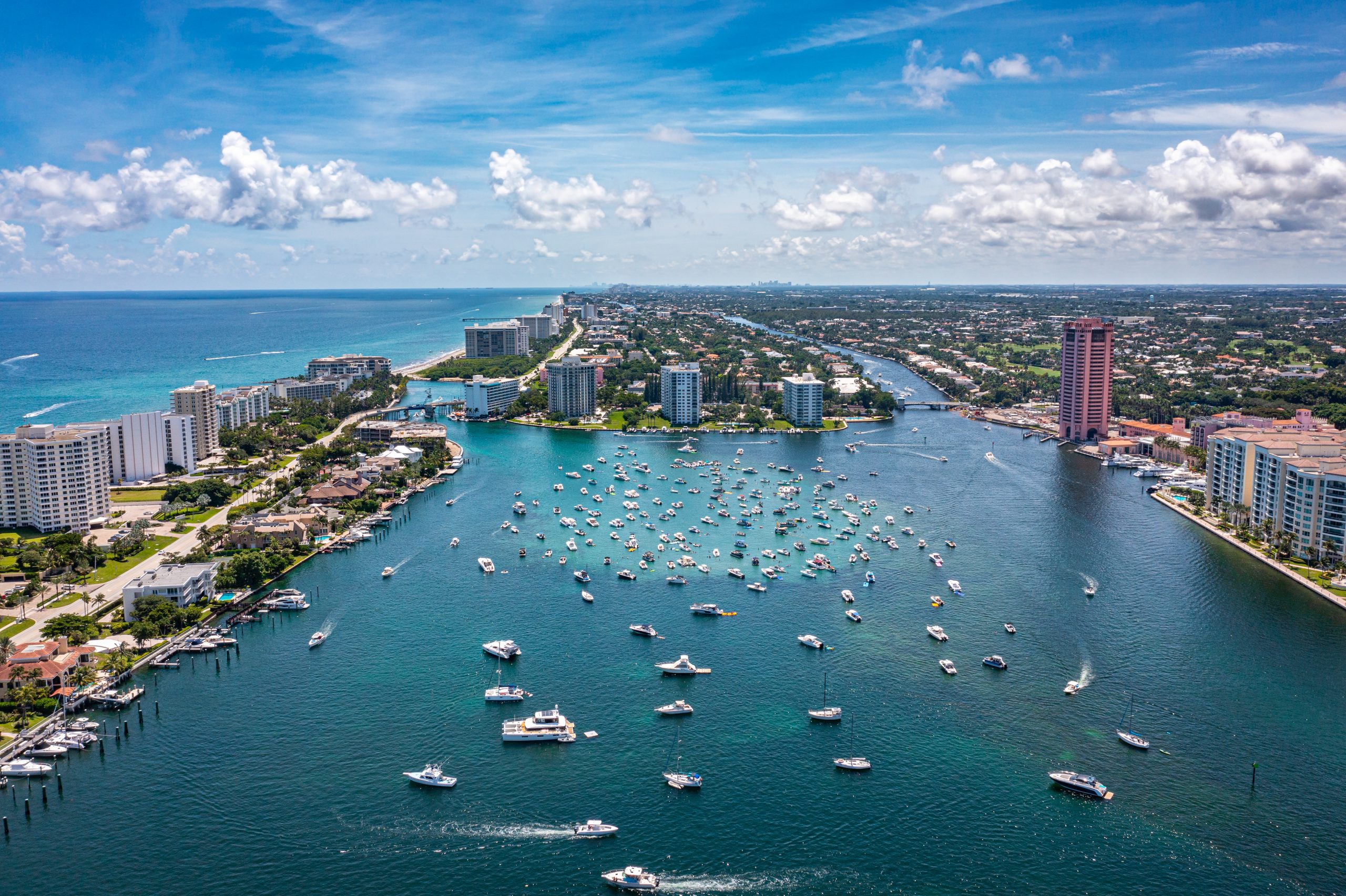Aerial coastal view near Aberdeen in the Boynton Beach, Florida area.