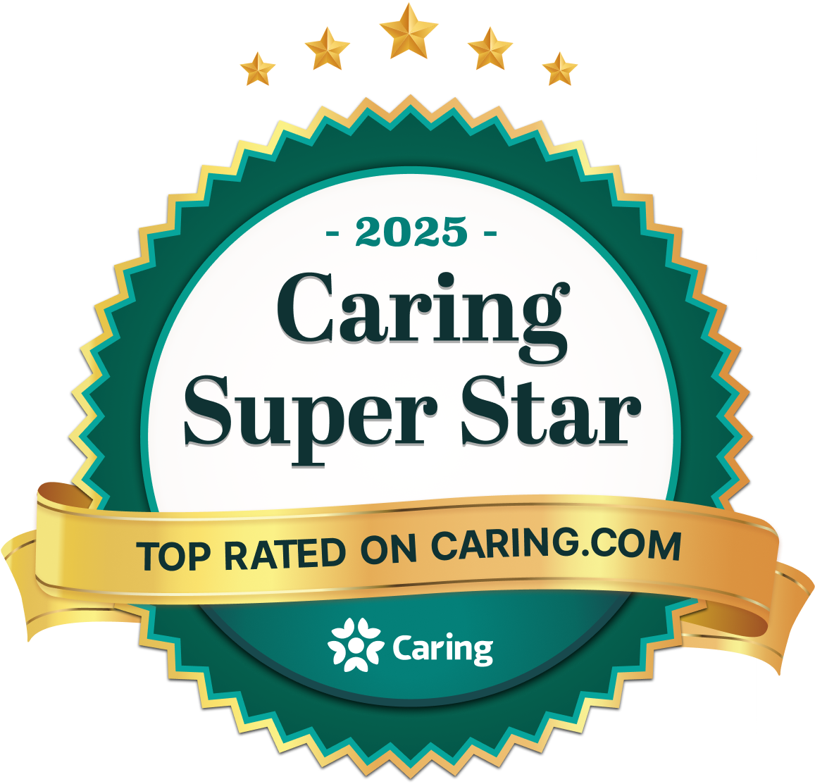2025 Caring Super Star award badge for senior care in Cape Coral and Fort Myers.