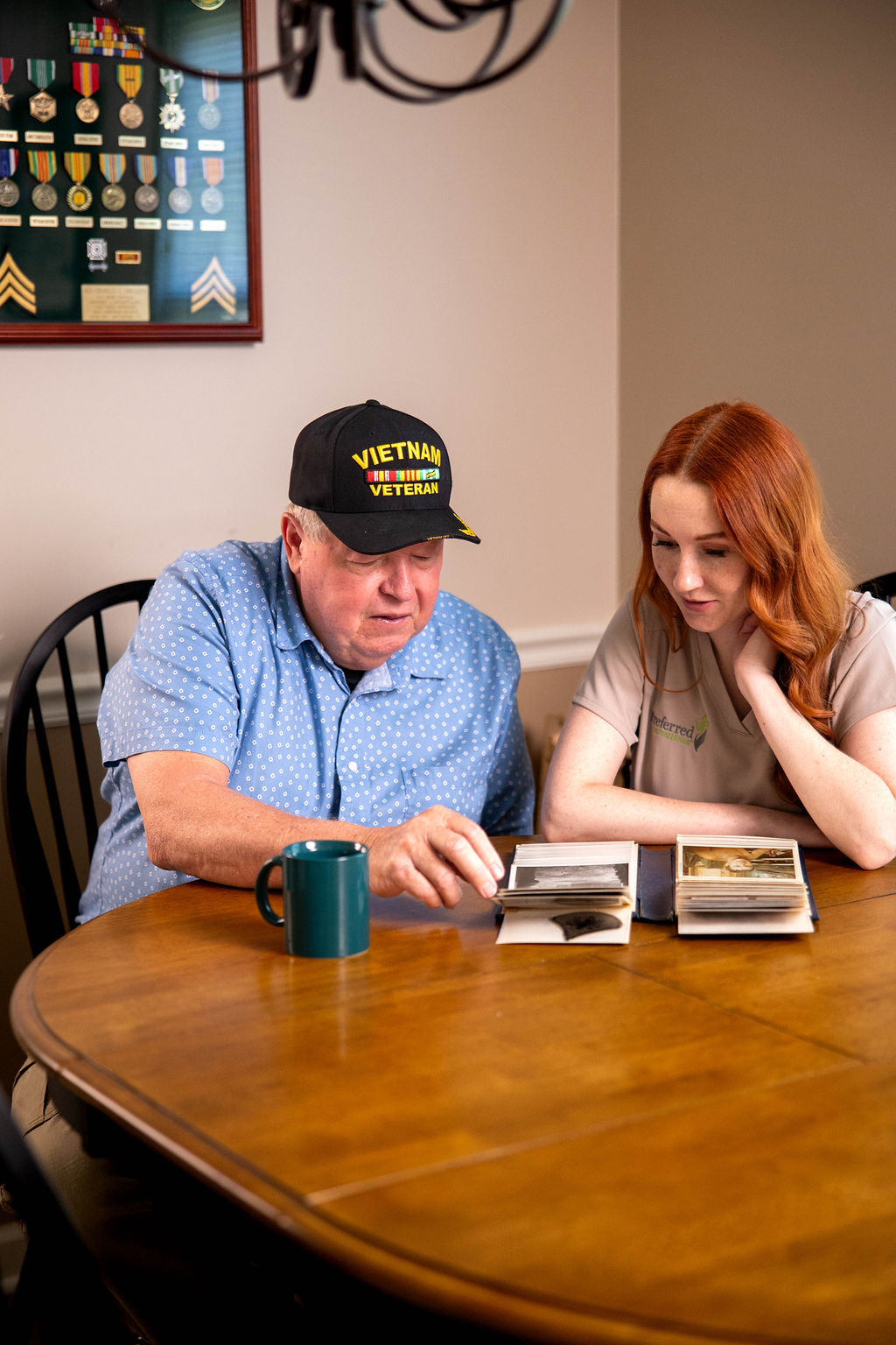 Caregiver checking in on a senior during a hot summer day in Clarksville