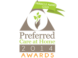 2014 Pinnacle Award Gold logo for Preferred Care at Home, a leading provider of senior home care in Anchorage, Alaska and surrounding areas.