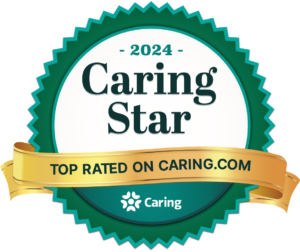 2024 Caring Super Star award badge for senior care in Cape Coral and Fort Myers.