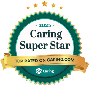 2025 Caring Super Star award badge for senior care in Cape Coral and Fort Myers.